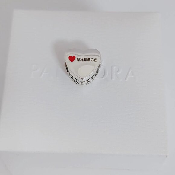 Pandora Greece Flag Charm I Love Greece Heart Charm Bead S925 Silver Pendant - Picture 6 of 6